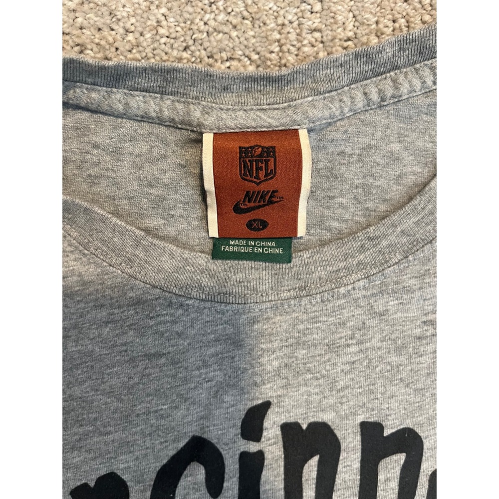 Vintage Nike NFL Cincinnati Bengals Who Dey Queen City Cats Gray T-Shirt Mens XL - Picture 2 of 8